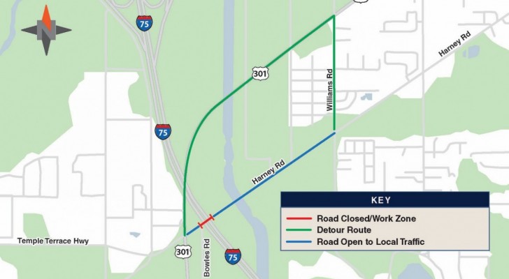 Harney Road Under I-75 Closing Nightly Next Week